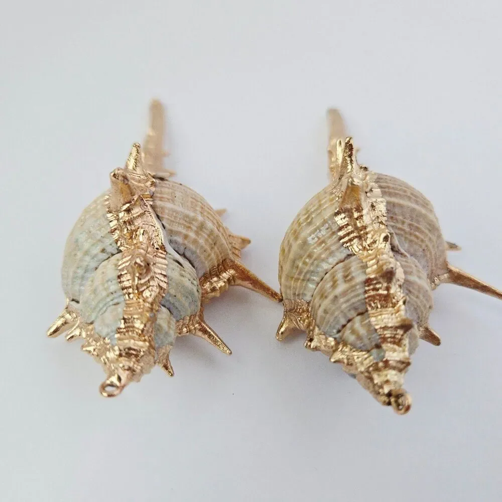 2 Large Natural Shell Charm Pendants for Jewelry Making Craft Supply Earrings